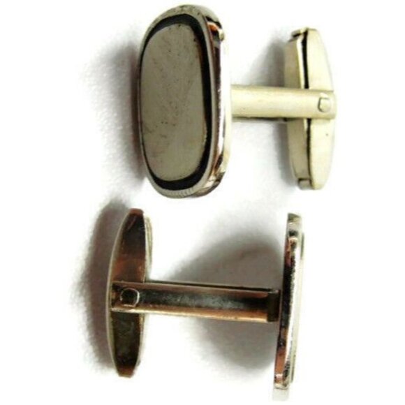 Foster Vtg 925 Sterling Silver Black Trim Cufflinks Shirts Tux Wedding Men Used - Picture 5 of 10